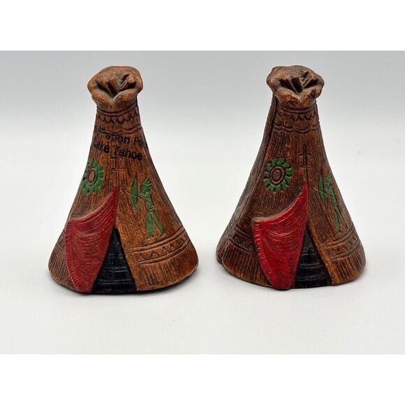 M.P.I. Other - Vintage 1947 Hand-Painted Teepee Salt & Pepper Shakers Lake Tahoe California